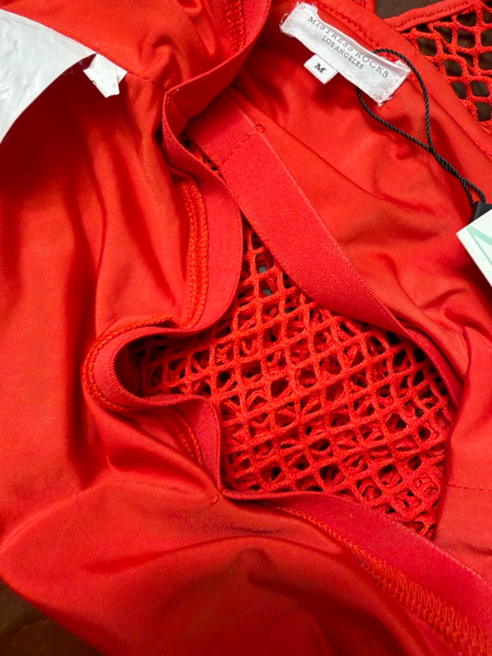 Mistress Rocks "Assume" Red Mesh fishnets cut-Out edgy Bodysuit Medium - Picture 9 of 10